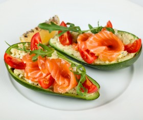 Salmon fillet with papaya Stock Photo 02