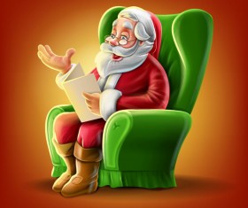 Santa Claus and green sofas vector