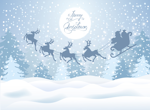 Santa Claus and reindeer with christmas background vector