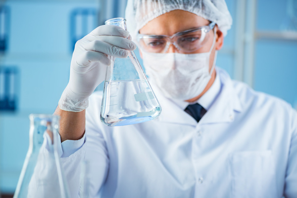Scientists in the laboratory to observe water changes Stock Photo 03