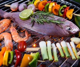 Seafood barbecue Stock Photo