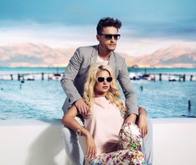 Seaside fashion couples photo Stock Photo