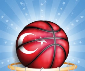 Shiny basketball background turkish styles vector
