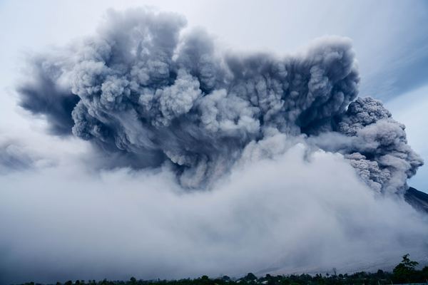 Sinabung volcano in Indonesia Stock Photo