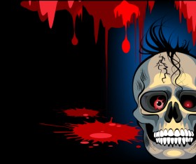 Skull with halloween background vectors 05