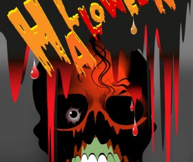 Skull with halloween background vectors 07