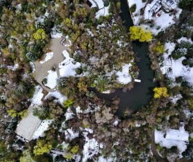 Snowy calm landscape from high view Stock Photo