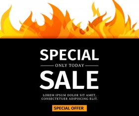 Special sale background with flame vector 01