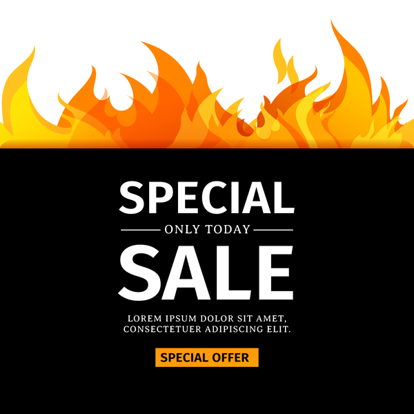 Special sale background with flame vector 01