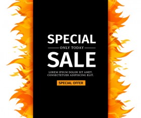 Special sale background with flame vector 02