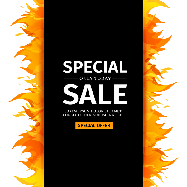 Special sale background with flame vector 02