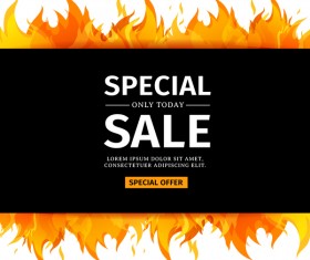 Special sale background with flame vector 03
