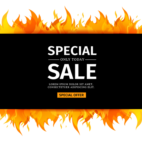 Special sale background with flame vector 03