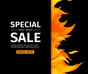 Special sale background with flame vector 04