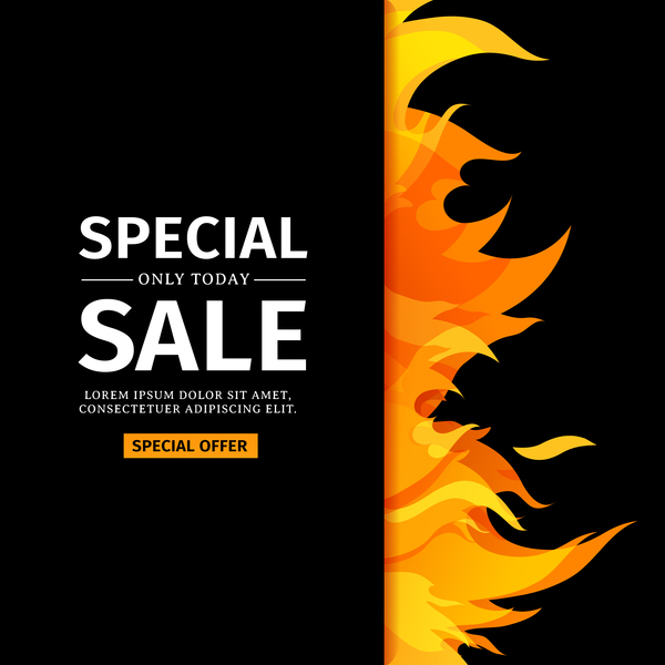 Special sale background with flame vector 04