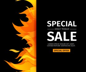 Special sale background with flame vector 05