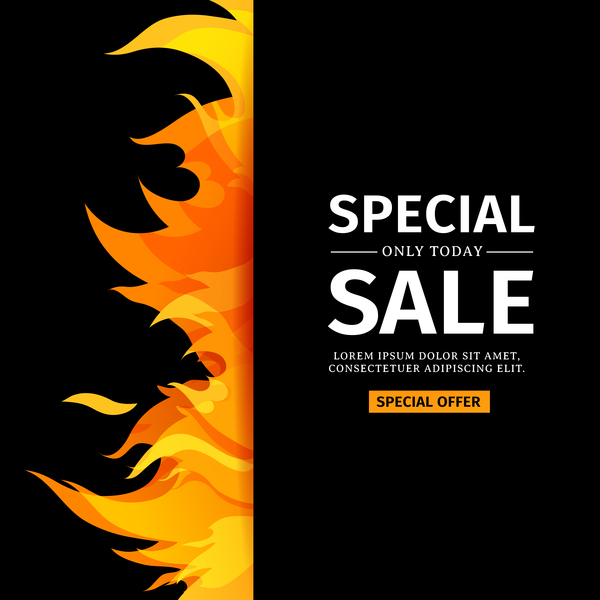 Special sale background with flame vector 05