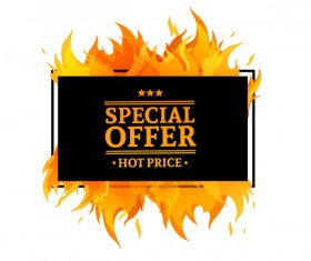 Special sale flame frame with white background vector 02