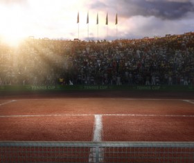 Spectators watching tennis match Stock Photo