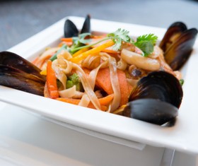 Spicy seafood noodles Stock Photo