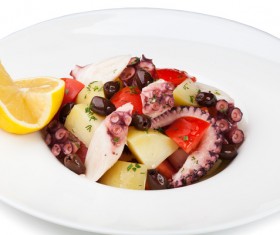 Squid with lemon olives Stock Photo 01