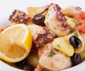 Squid with lemon olives Stock Photo 02