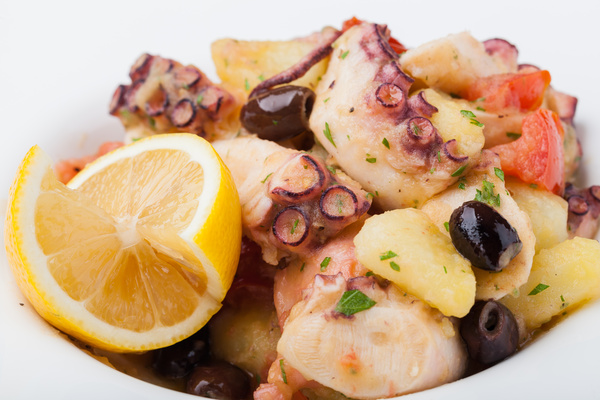 Squid with lemon olives Stock Photo 02
