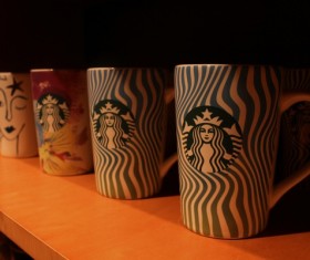 Starbucks coffee cups Stock Photo