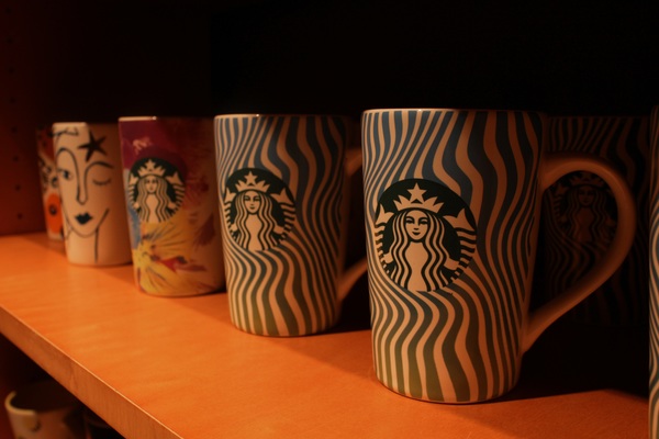 Starbucks coffee cups Stock Photo