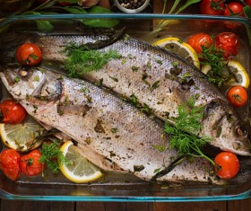 Steamed fish and vegetables Stock Photo