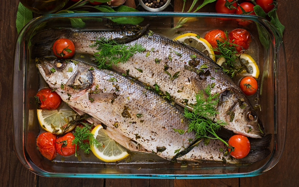 Steamed fish and vegetables Stock Photo