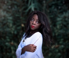 Stylish makeup black woman Stock Photo
