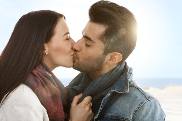 Sweet couple kissing Stock Photo