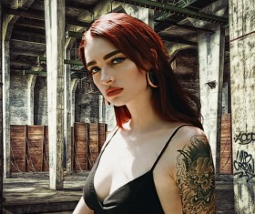 Tattoo woman Stock Photo