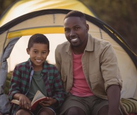 The father and son outdoor camping Stock Photo 01