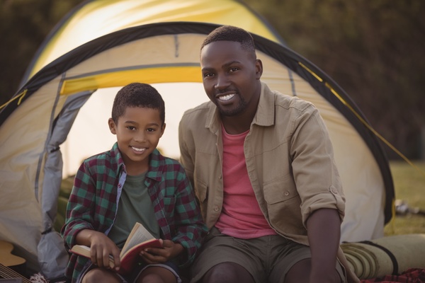 The father and son outdoor camping Stock Photo 01