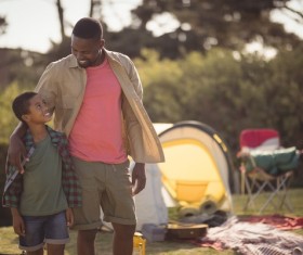 The father and son outdoor camping Stock Photo 02