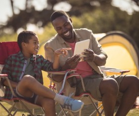 The father and son outdoor camping Stock Photo 04