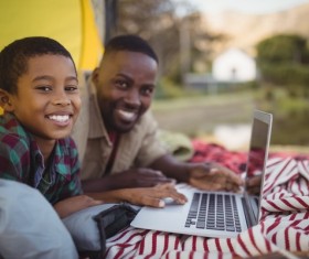 The father and son outdoor camping Stock Photo 05