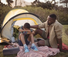 The father and son outdoor camping Stock Photo 06