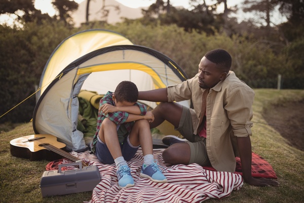 The father and son outdoor camping Stock Photo 06