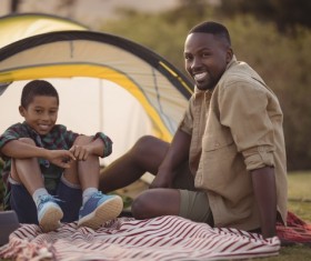 The father and son outdoor camping Stock Photo 07
