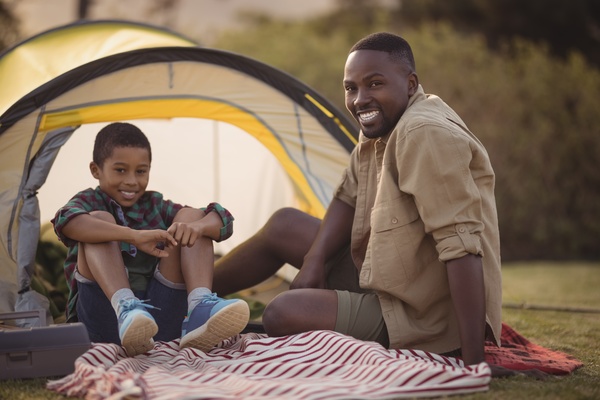 The father and son outdoor camping Stock Photo 07