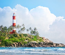 The lighthouse on the island Stock Photo
