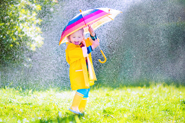 The little girl with an umbrella on rainy day Stock Photo 05