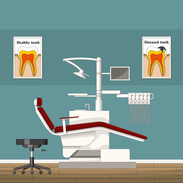 Tooth doctor and office design vector 04