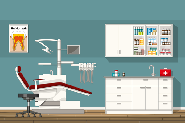 Tooth doctor and office design vector 05