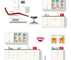 Tooth doctor and office design vector 06