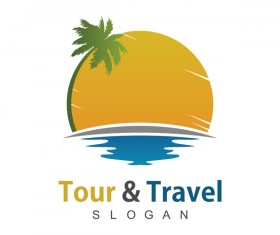 Tour with travel beach logo vector