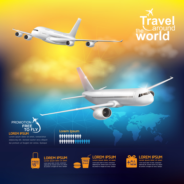 Travel around the world business template vector 04